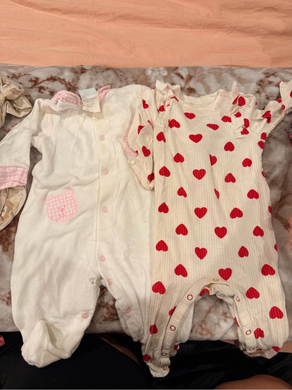 Cat & Jack Cream Romper with Red Heart Print